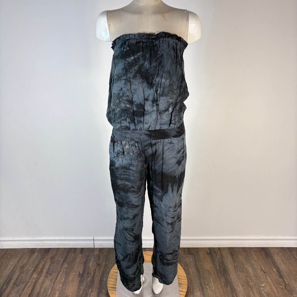 ❤️ Elegant Black Tie-Dye Strapless Jumpsuit L NWT